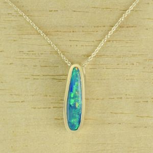 Instock Now AURORA Raindrop Opal Necklace 14K Yellow Gold Anniversary CONTEMPORARY Opal Necklace 1.87carat Modern Necklace for Fiancee