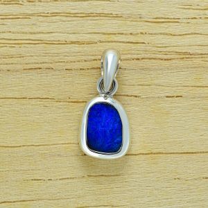 Electric Blue Boulder Opal Pendant in Sterling Silver Bezel Set 1.93 carat