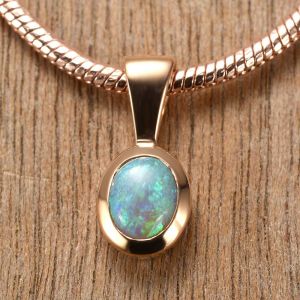 0.28ct Black Opal Pendant 10K Pink Gold Tiny Galaxies Collection by Anderson-Beattie.com