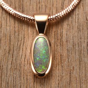 0.49ct Black Opal Pendant 10K Pink Gold Tiny Galaxies Collection by Anderson-Beattie.com