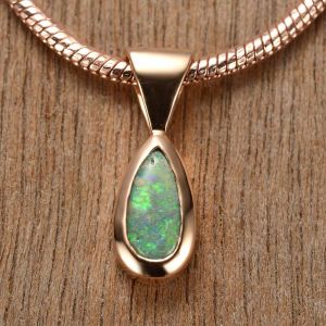 0.33ct Black Opal Pendant 10K Pink Gold Tiny Galaxies Collection