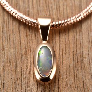 0.56ct Black Opal Pendant 10K Pink Gold Tiny Galaxies Collection
