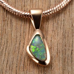 0.35ct Black Opal Pendant 10K Pink Gold Tiny Galaxies Collection