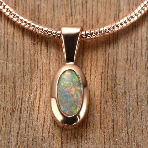 0.39ct Black Opal Pendant 10K Pink Gold Tiny Galaxies Collection