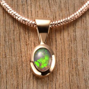 0.36ct Black Opal Pendant 10K Pink Gold Tiny Galaxies Collection by Anderson-Beattie.com