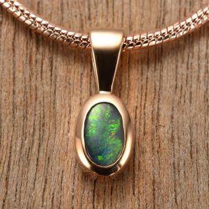 0.25ct Black Opal Pendant 10K Pink Gold Tiny Galaxies Collection