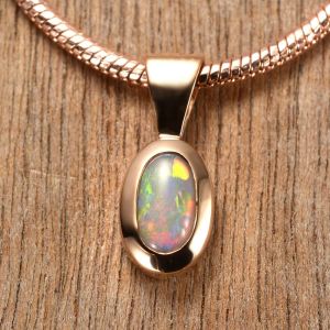 0.27ct Black Opal Pendant 10k Pink Gold Tiny Galaxies Collection by Anderson-Beattie.com
