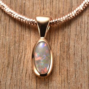 0.36ct Black Opal Pendant 10k Pink Gold Tiny Galaxies Collection