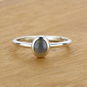 0.38ct Black Opal Ring in 925 Sterling Silver Size 8 by Anderson-Beattie.com