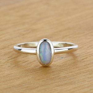 0.21ct Semi-Black Opal Ring in 925 Sterling Silver Size 7 by Anderson-Beattie.com