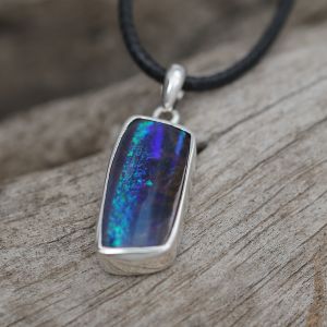 1.48ct Solid Boulder Opal Pendant Necklace in 925 Sterling Silver, Handmade with Natural Australian Opal