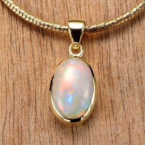 1.48ct Crystal Opal Pendant 10K Yellow Gold Tiny Galaxies Collection