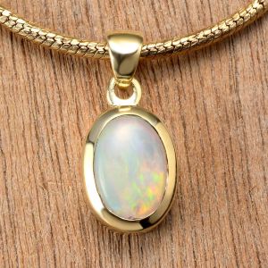 1.04ct Crystal Opal Pendant 10K Yellow Gold Tiny Galaxies Collection