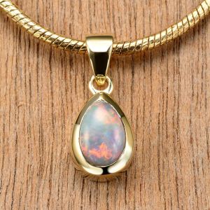 0.58ct Semi Black Opal Pendant 10K Yellow Gold Tiny Galaxies Collection