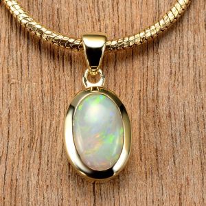 0.74ct Crystal Opal Pendant 10K Yellow Gold Tiny Galaxies Collection