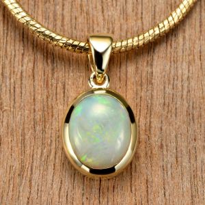 1.15ct Crystal Opal Pendant 10K Yellow Gold Tiny Galaxies Collection