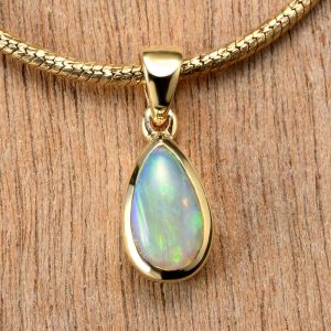 0.67ct Crystal Opal Pendant 10K Yellow Gold Tiny Galaxies Collection
