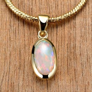 0.68ct Crystal Opal Pendant 10K Yellow Gold Tiny Galaxies Collection by Anderson-Beattie.com