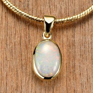 0.99ct Semi Black Opal Pendant 10K Yellow Gold Tiny Galaxies Collection by Anderson-Beattie.com