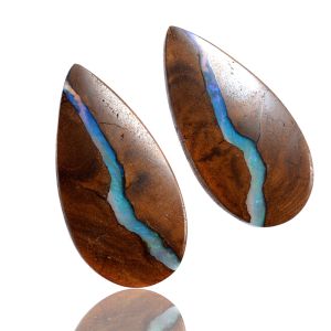 20.798ct Australian Solid Matrix Opal Matching Pair Pear