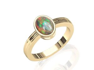 8x6mm Classic Solitaire Australian Black Opal Ring in 14K or 18K Gold by Anderson-Beattie.com 