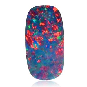 Australian Opal Doublet 1.38 Carat Hot Orange Pink Fire Purple Base Rectangle Cabochon