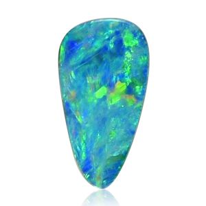Australian Opal Pear Doublet 1.5 Carat Green Orange Fire Cabochon
