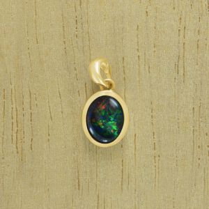 Matching Couples Black Opal Pendant in 18K 14K Gold Australian Opal Necklace 10x8mm Solitaire Pendant Mens Necklace