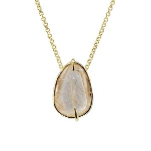 27 Carat Rutilated Quartz Necklace  14K Yellow Gold Vermeil - Handmade, Unique and One of a Kind by Anderson-Beattie.com