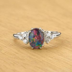 Black Opal Classic Ring in 925 Sterling Silver by Anderson-Beattie.com