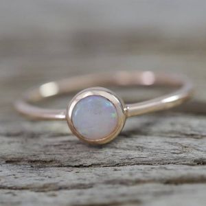 0.5  Carat Crystal Opal Ring 10K Pink Gold Tiny Galaxy Collection Ring Size 7 by Anderson-Beattie.com