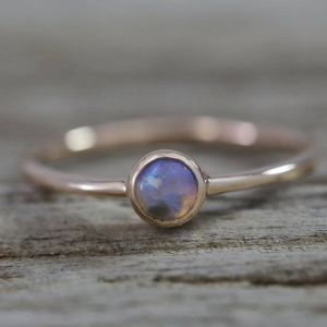 0.15 Carat Crystal Opal Ring 10K Pink Gold Tiny Galaxy Collection Ring Size 7 by Anderson-Beattie.com