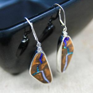 21.40ct Solid Butterfly Veined Yowah Opal Earrings 925 Sterling Silver by Anderson-Beattie.com