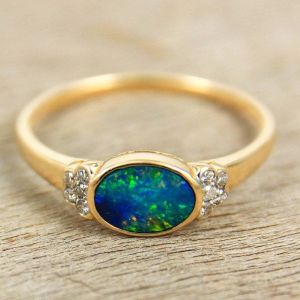 Opal & Diamond Ring 14K Gold 0.69ct by Anderson-Beattie.com