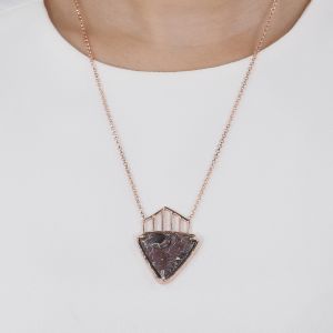 Triangle Matrix Opal Necklace 14K Rose Gold Vermeil Chain adjustable 16- 20 inch One of a Kind Gold Necklace 38.9 Carat Natural Opal 