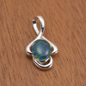 10x8mm Natural Australian Triplet Opal Pendant in 925 Sterling Silver