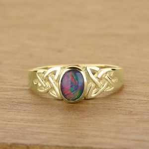 Women's Fashion 7x5mm Natural Opal Ring in 14K or 18K Gold by Anderson-Beattie.com