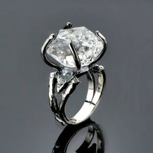 Herkimer Diamond 4 Claw Prong Ring in Sterling Silver by Anderson-Beattie.com
