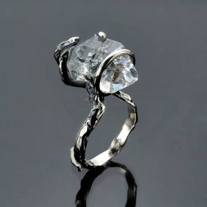 Herkimer Diamond Crystal Prong Ring in Sterling Silver by Anderson-Beattie.com