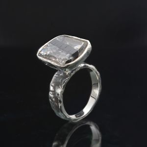 5.5 Carat Tourmalinated Quartz Ring in 925 Sterling Silver - Handmade, Unique and One of a Kind  by Anderson-Beattie.com