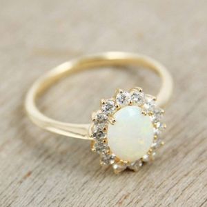  Opal & Diamond Ring 14K Gold 1.12ct by Anderson-Beattie.com