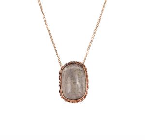 191 carat Rutilated Quartz Necklace 14K Rose Gold Vermeil - Handmade and One of a Kind by Anderson-Beattie.com