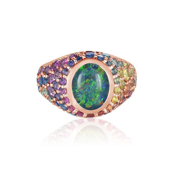 Mermaid rose gold opal ring online
